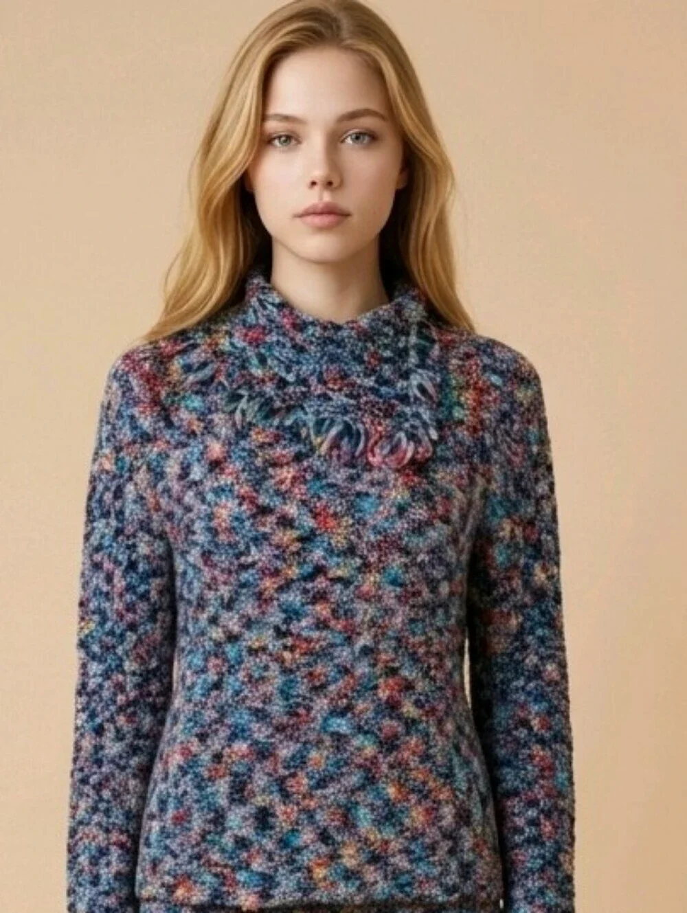 Alfred Dunner multicolored cowl neck pullover sweater Sz PXL